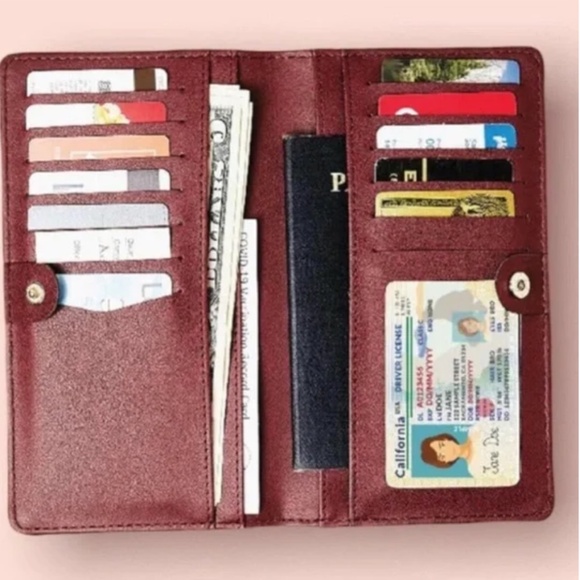 NWOT Lark & Ives Burgundy Vegan Leather Wallet - Picture 3 of 8